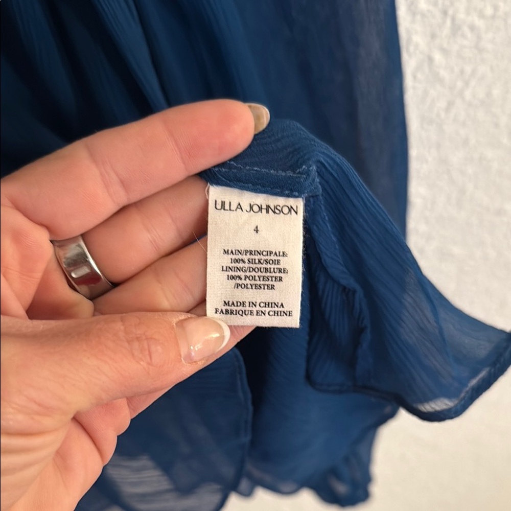 Ulla Johnson Deep Blue Sheer Blouse - Picture 3 of 5